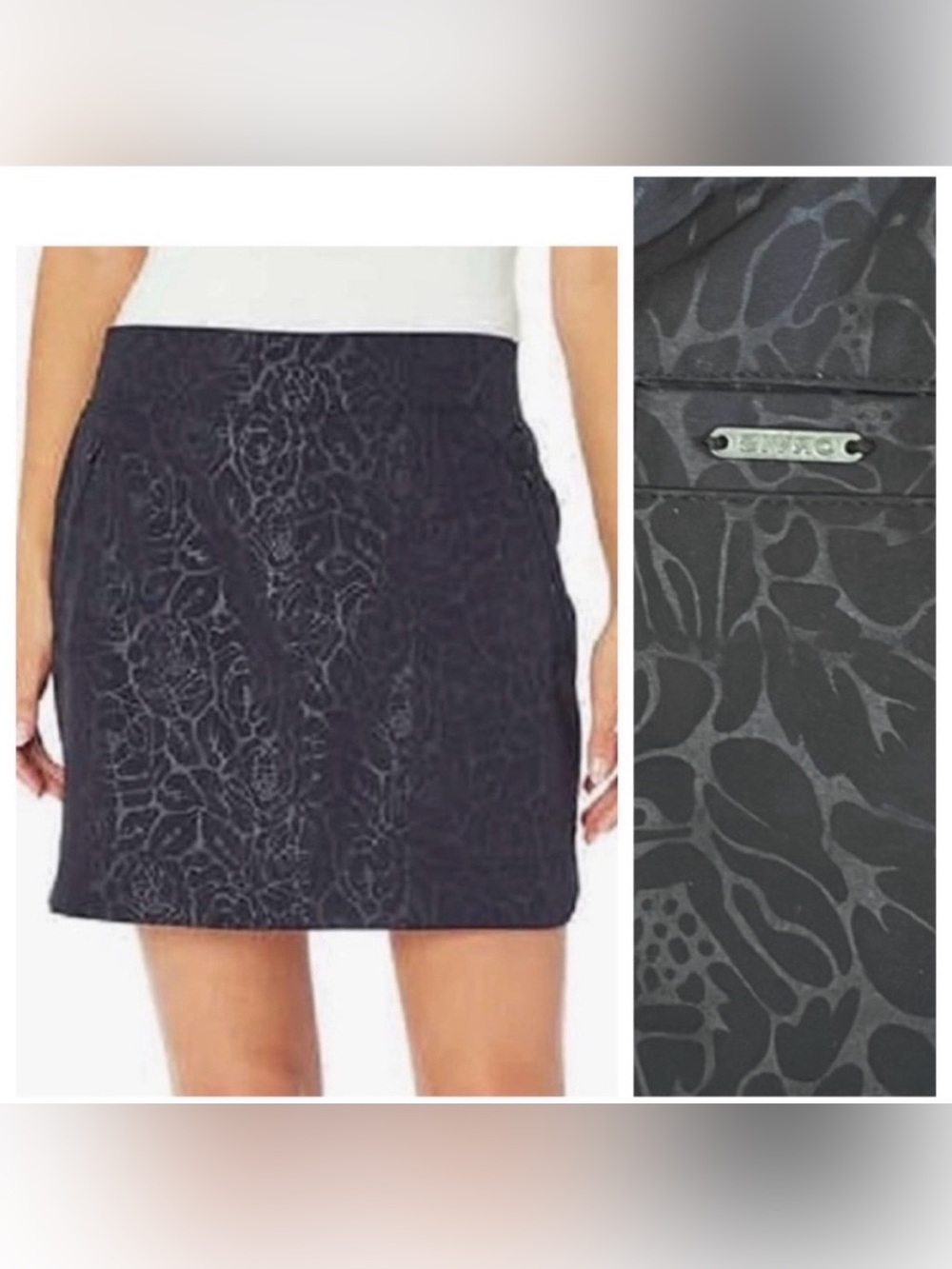 Orvis Women's Embossed Pull-On Travel Skort Black Size Med EUC